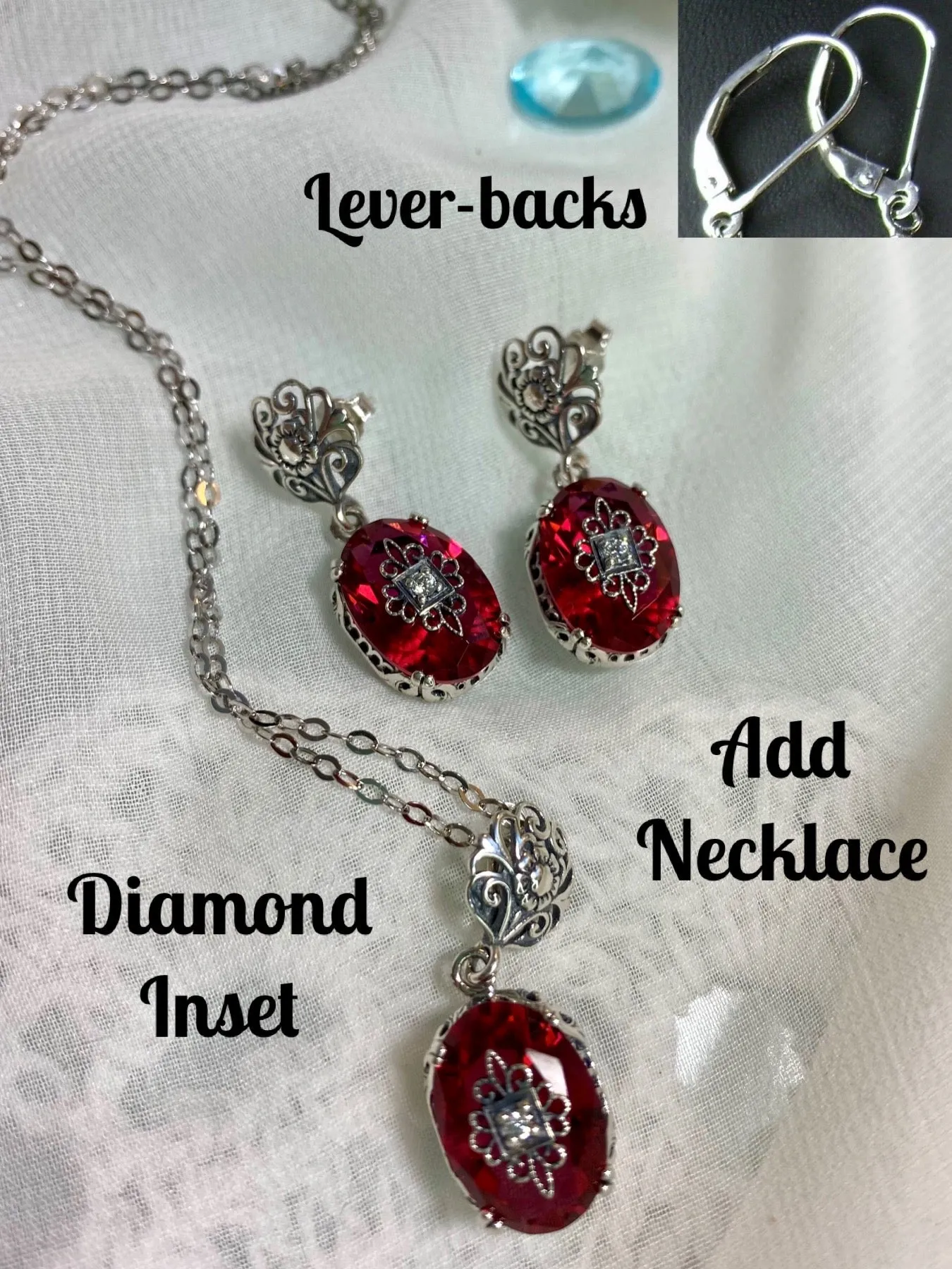 Pink Earrings, Optional Necklace, Sterling Silver Embellishment, Vintage Edwardian Jewelry #E70e