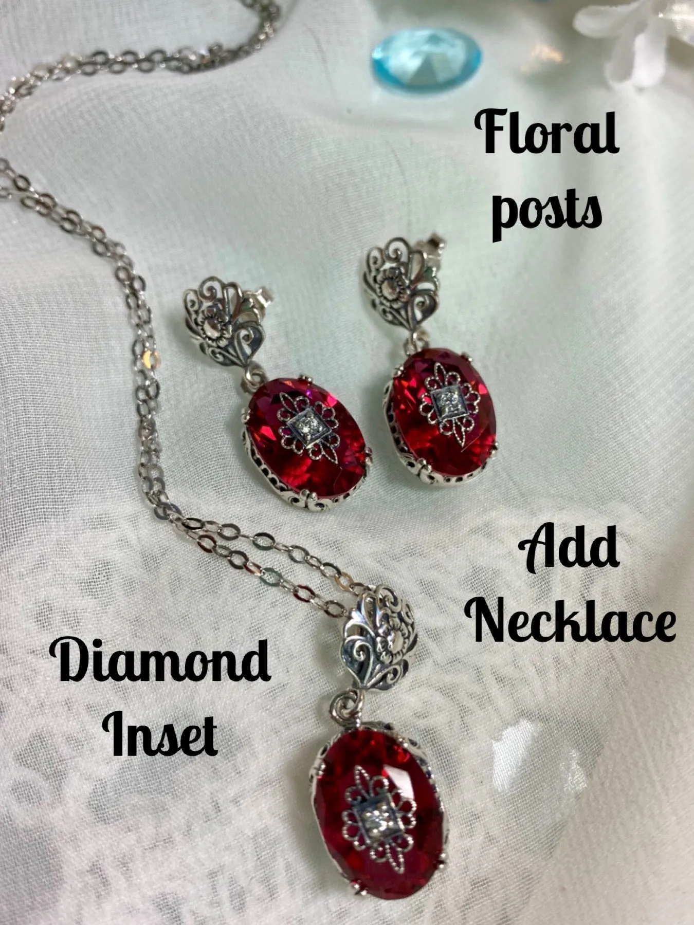 Pink Earrings, Optional Necklace, Sterling Silver Embellishment, Vintage Edwardian Jewelry #E70e