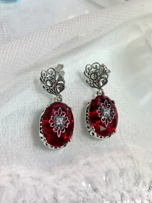 Pink Earrings, Optional Necklace, Sterling Silver Embellishment, Vintage Edwardian Jewelry #E70e
