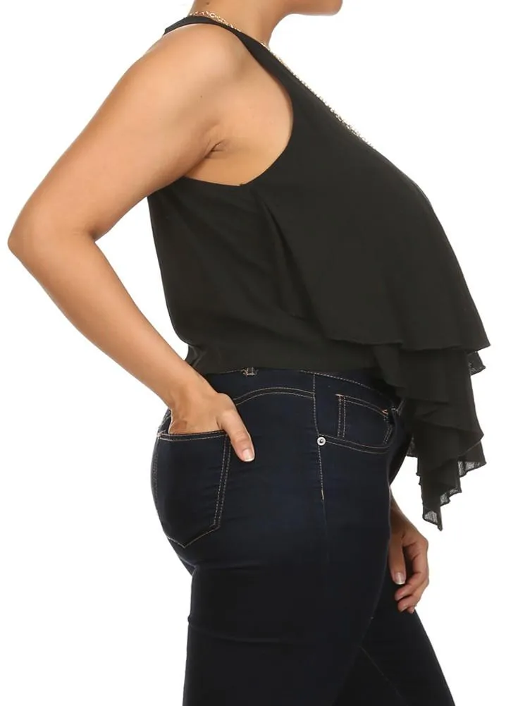 Plus Size Flowy Dream Catcher Necklace Black Top