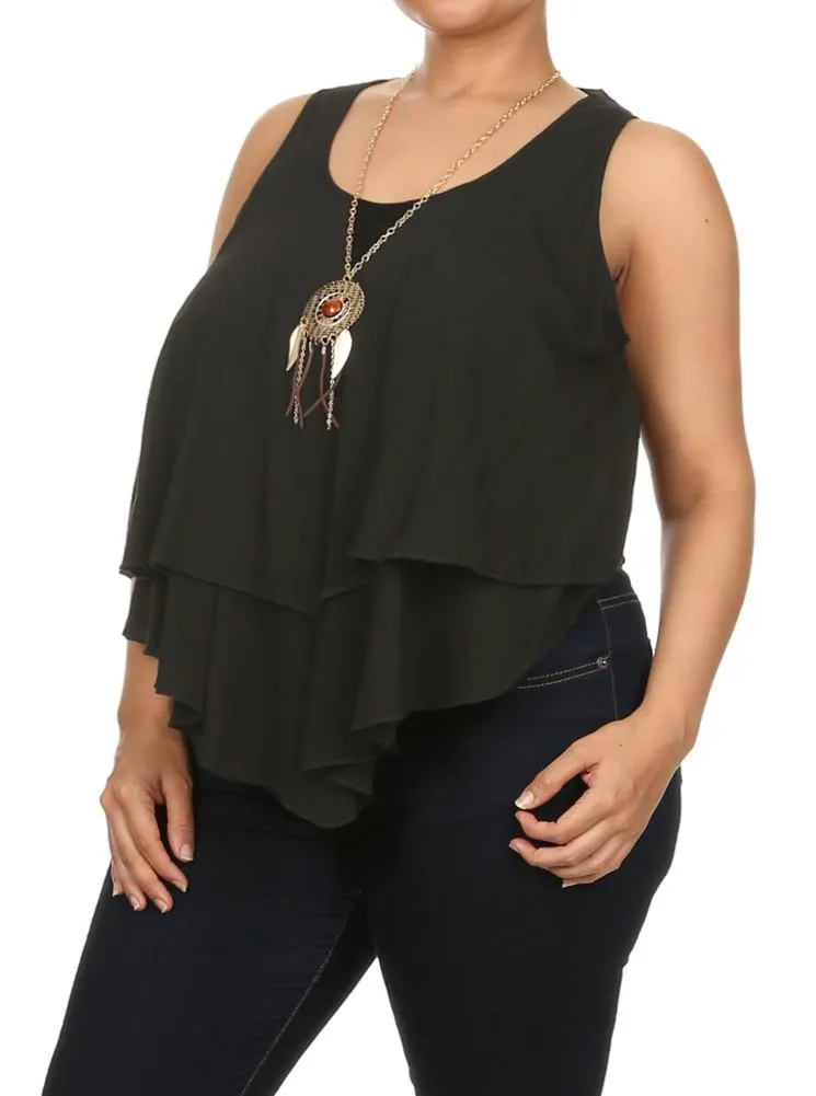 Plus Size Flowy Dream Catcher Necklace Black Top