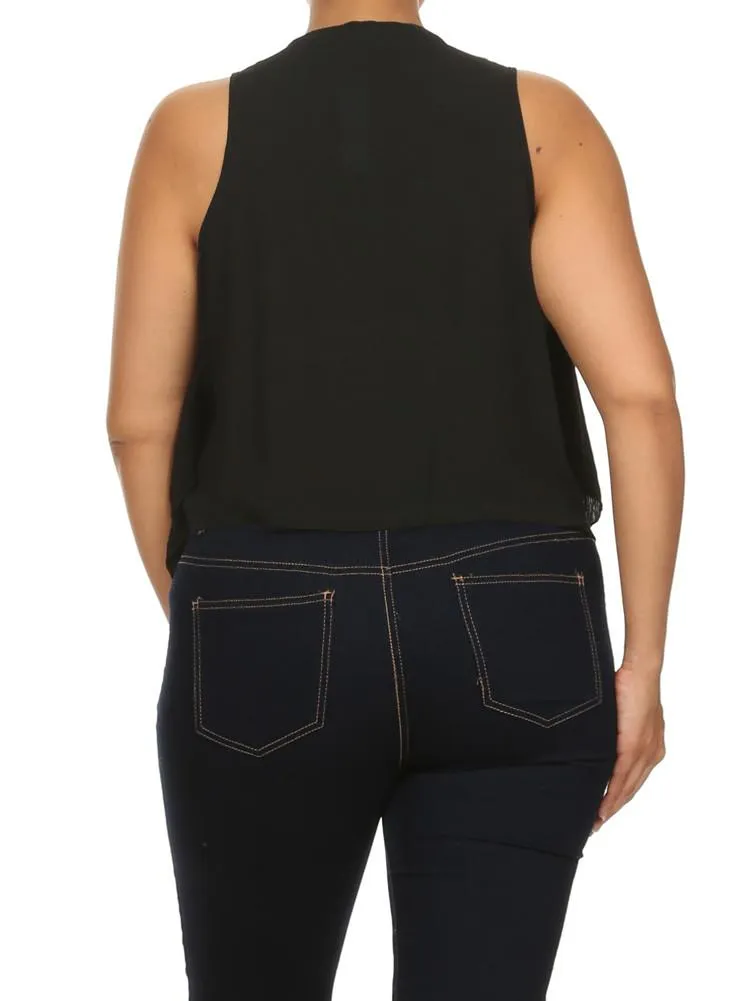 Plus Size Flowy Dream Catcher Necklace Black Top