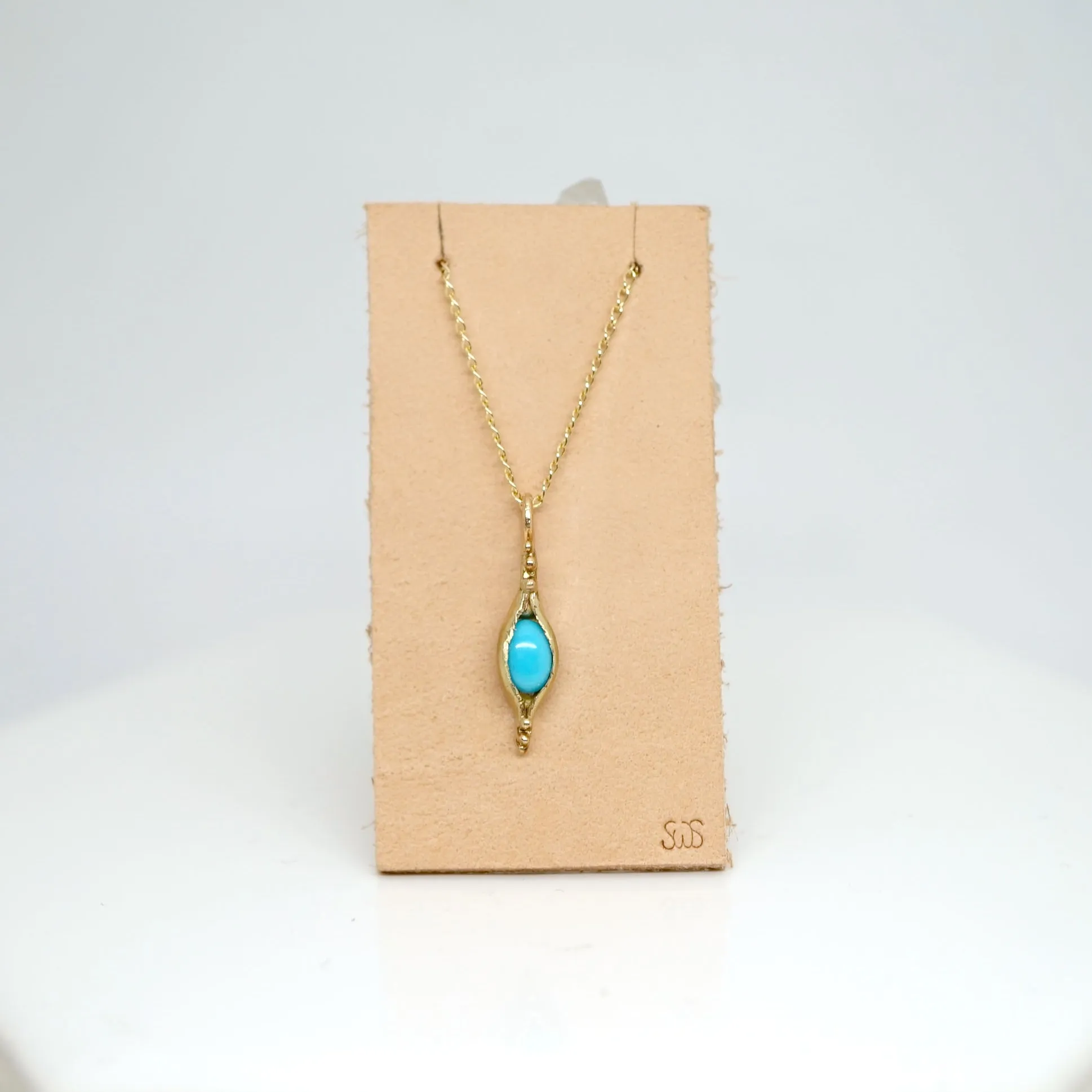 Pod pendant necklace with turquoise