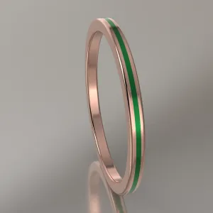 Polished Rose Gold 1.5mm Stacking Ring Green Resin