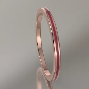 Polished Rose Gold 1.5mm Stacking Ring Transparent Pink Resin