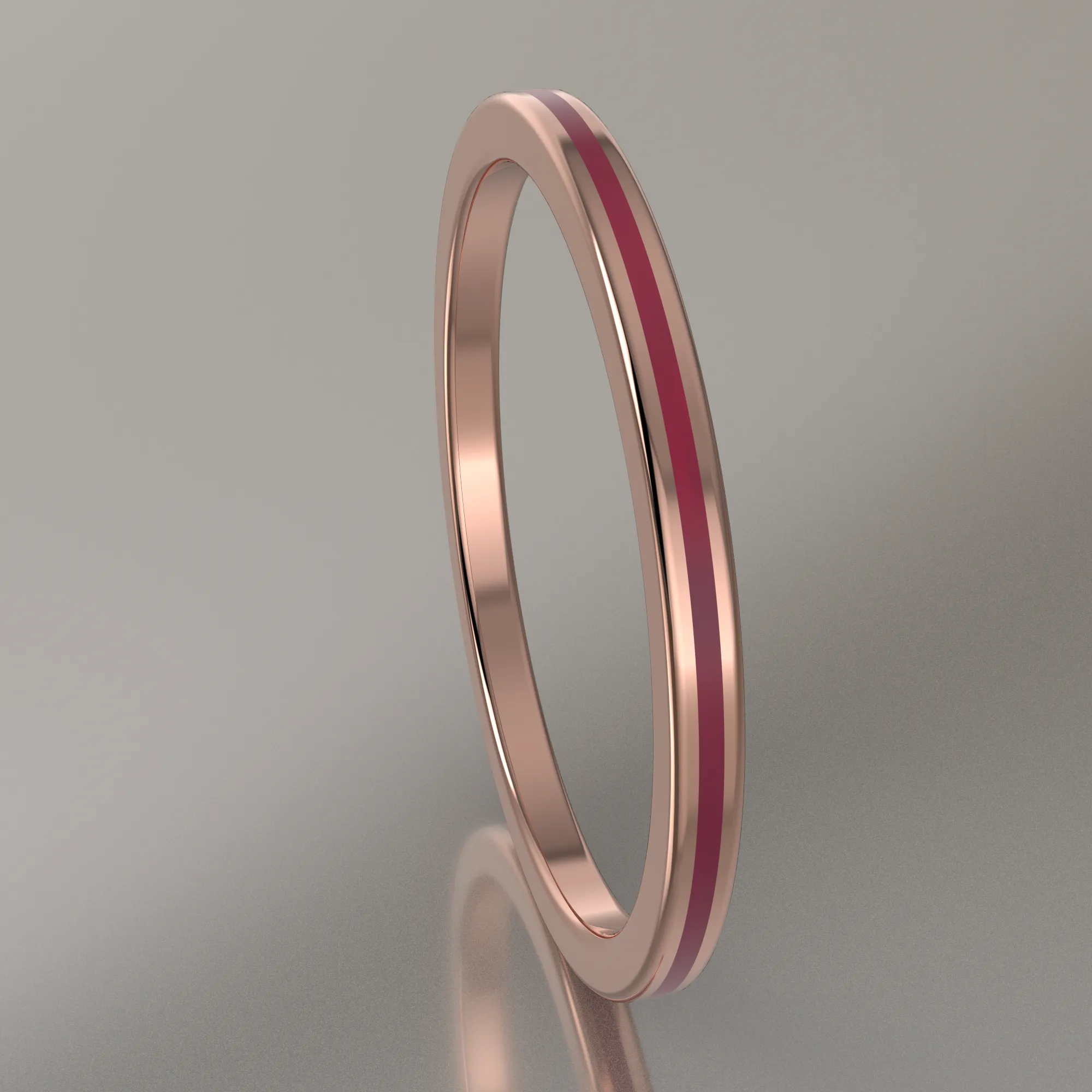 Polished Rose Gold 1.5mm Stacking Ring Transparent Pink Resin