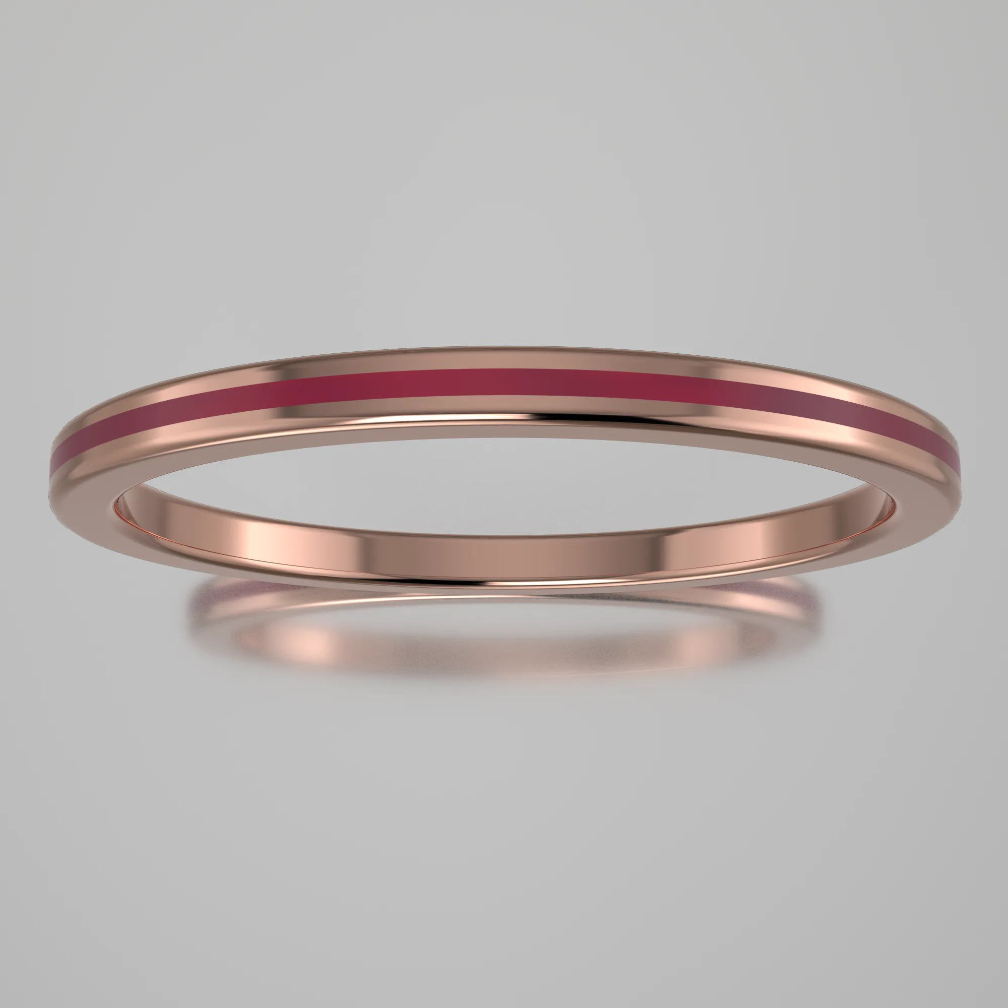 Polished Rose Gold 1.5mm Stacking Ring Transparent Pink Resin