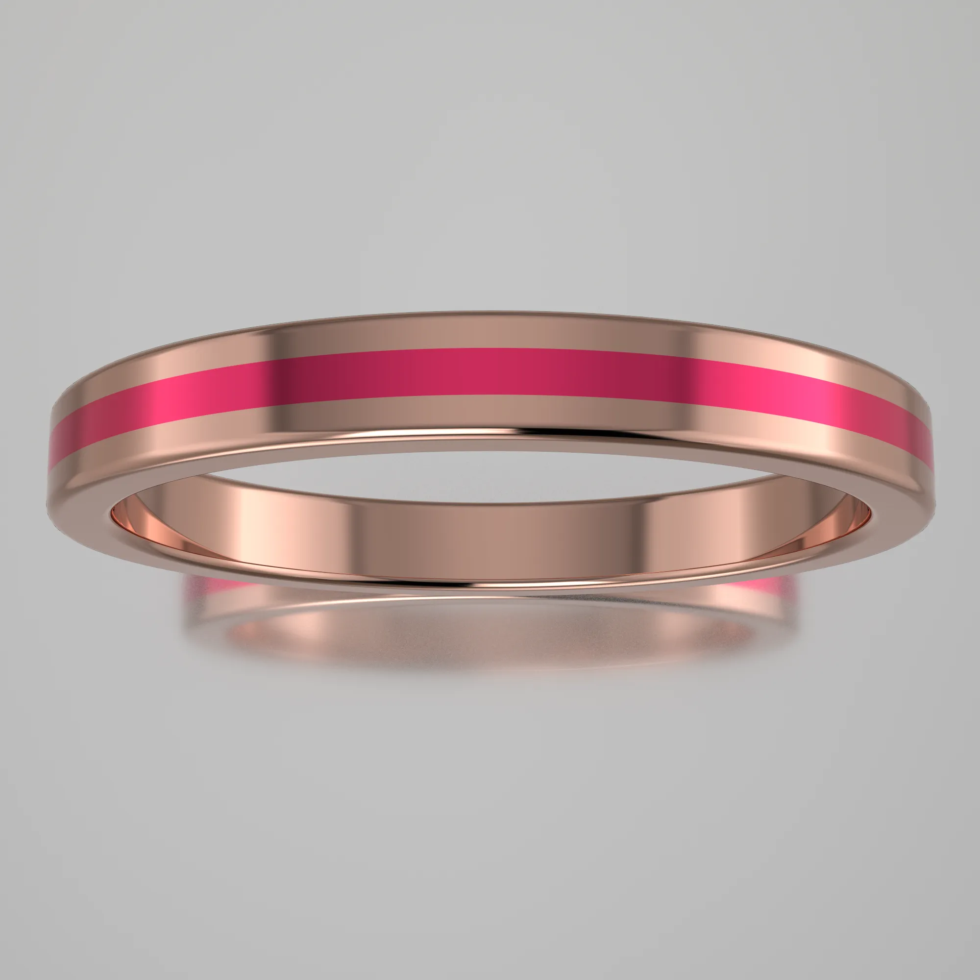 Polished Rose Gold 2.5mm Stacking Ring Pink Resin