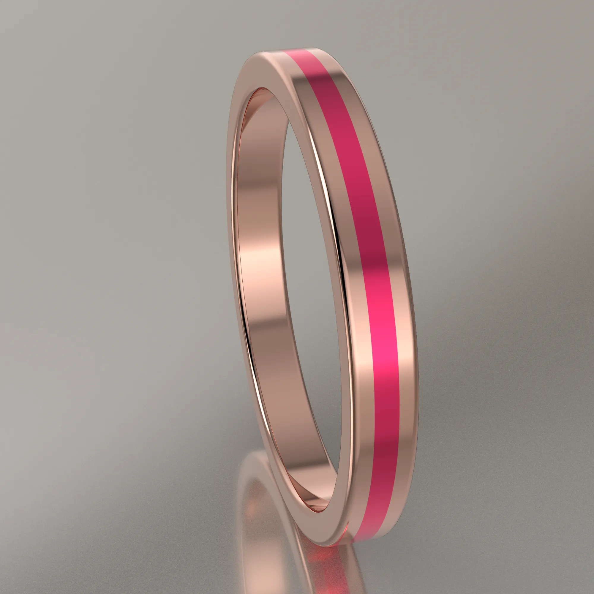 Polished Rose Gold 2.5mm Stacking Ring Pink Resin