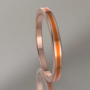 Polished Rose Gold 2mm Stacking Ring Orange Resin