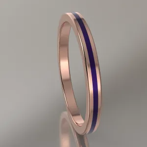 Polished Rose Gold 2mm Stacking Ring Purple Resin