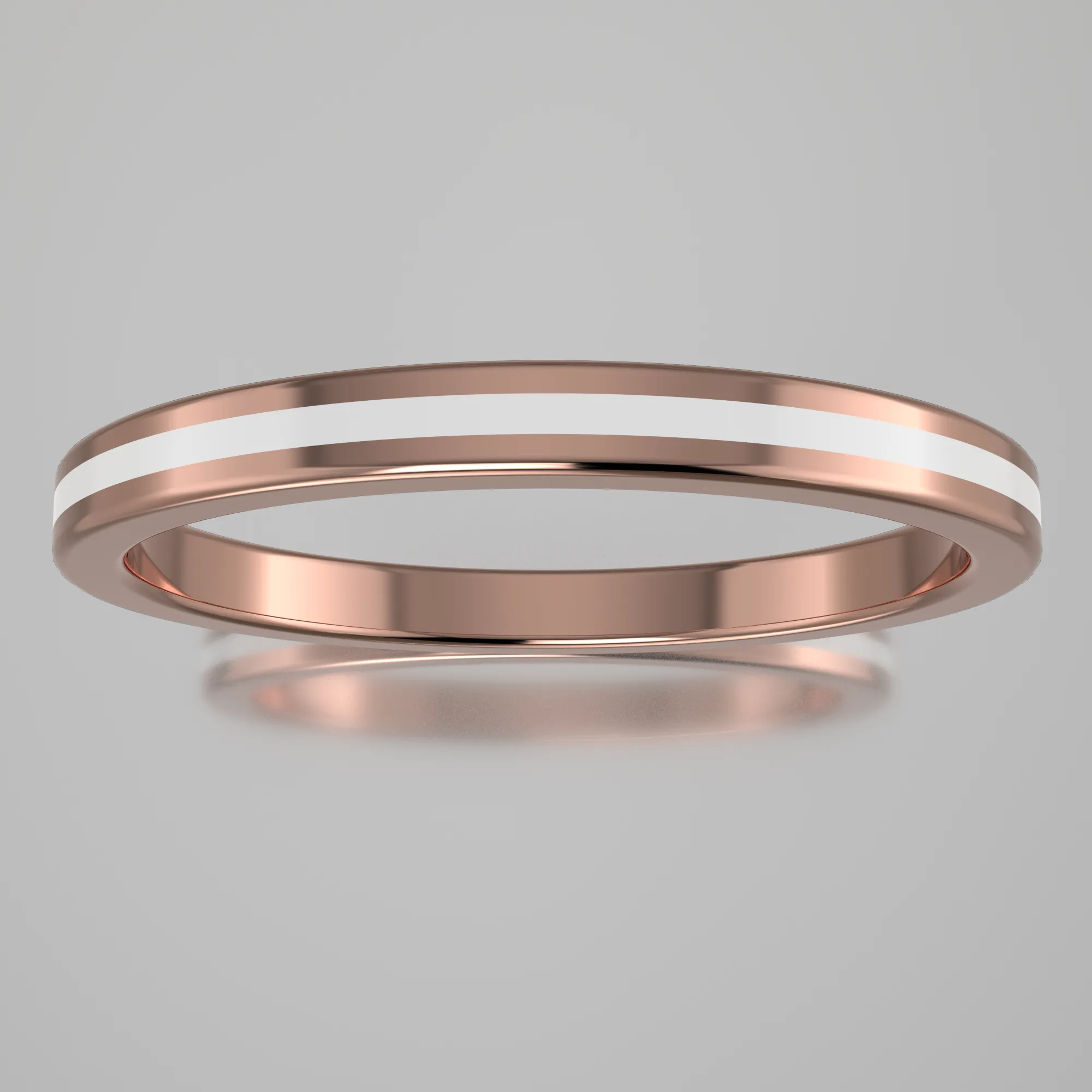 Polished Rose Gold 2mm Stacking Ring White Resin