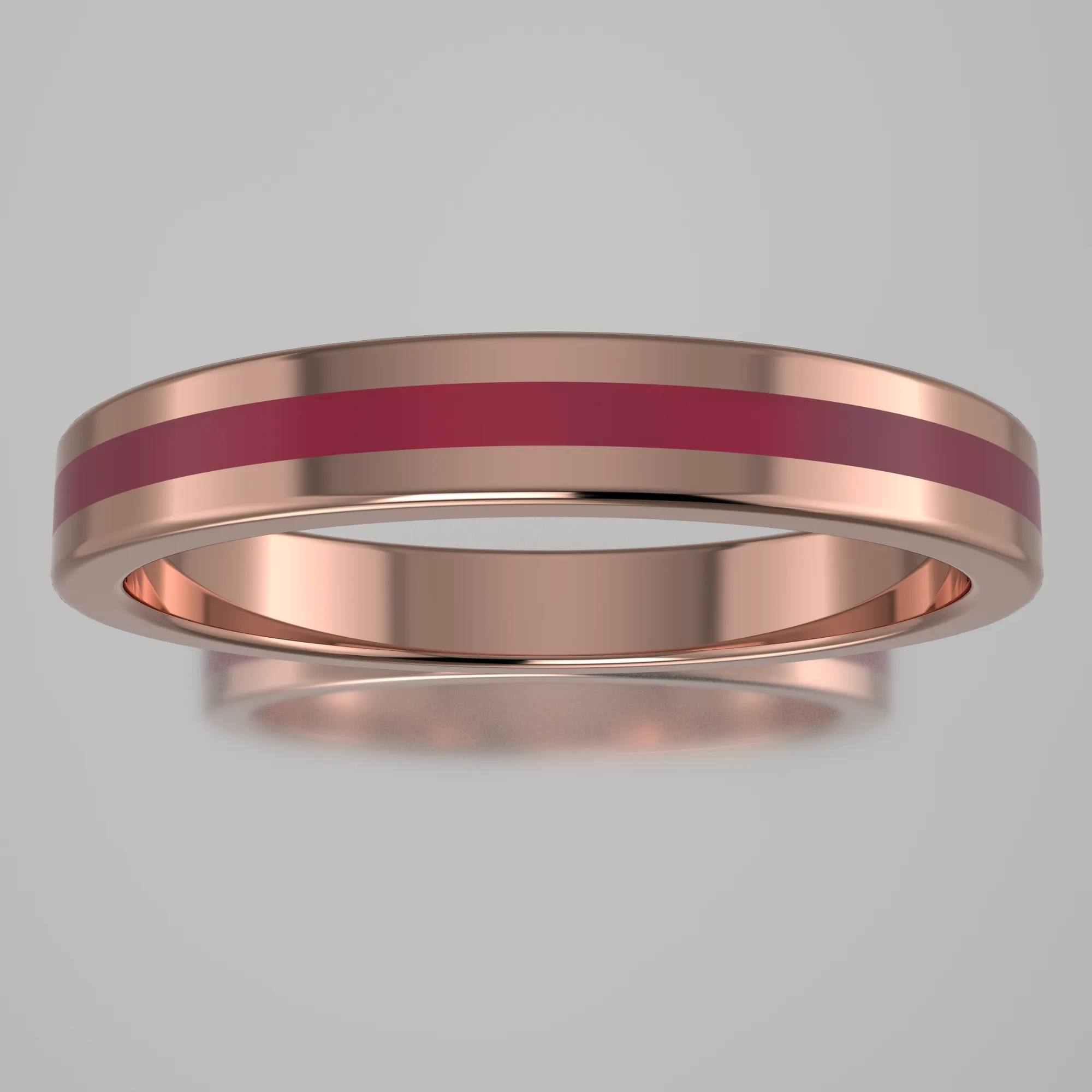 Polished Rose Gold 3mm Stacking Ring Transparent Pink Resin