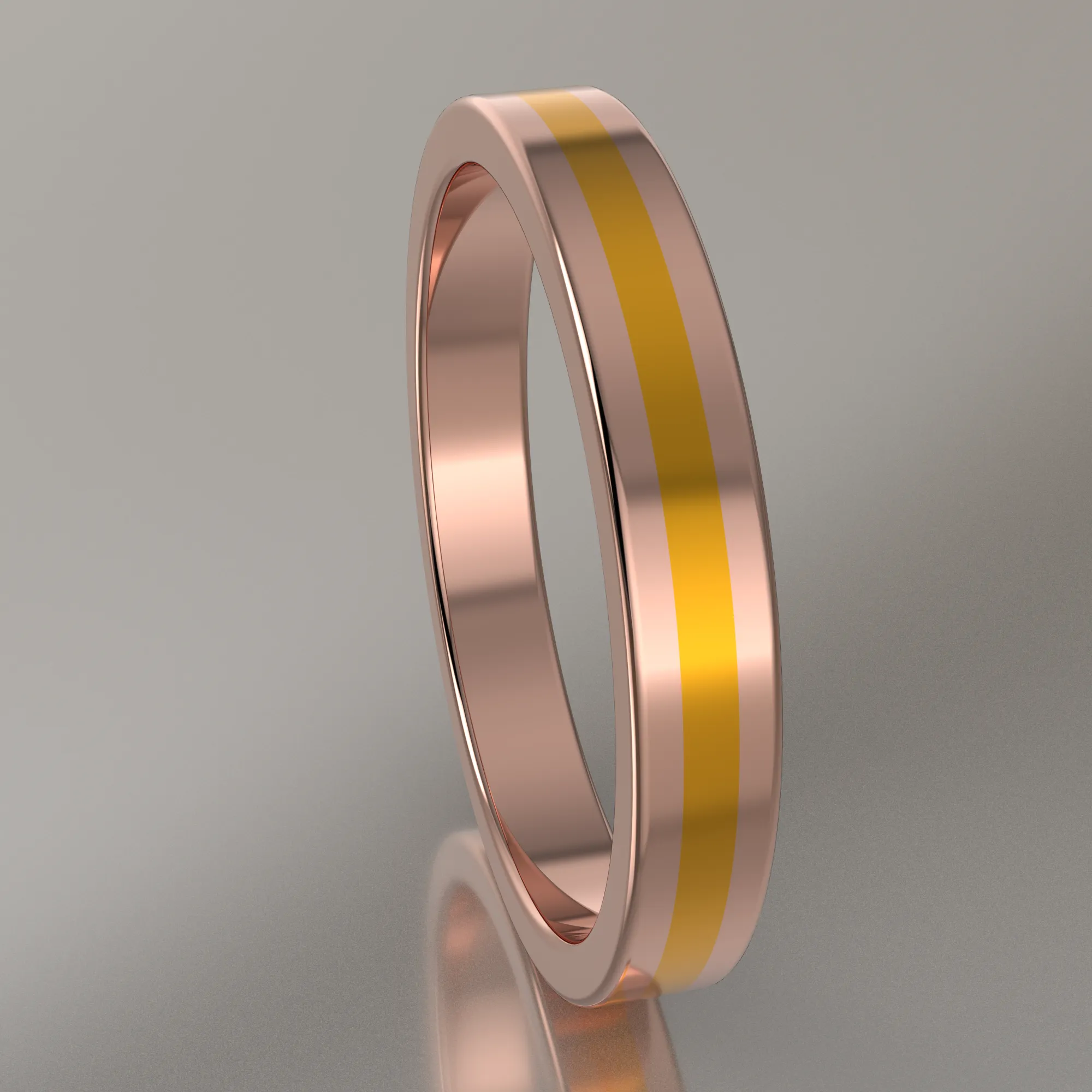Polished Rose Gold 3mm Stacking Ring Yellow Resin