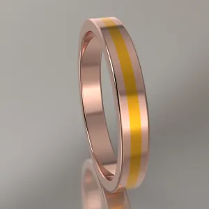 Polished Rose Gold 3mm Stacking Ring Yellow Resin