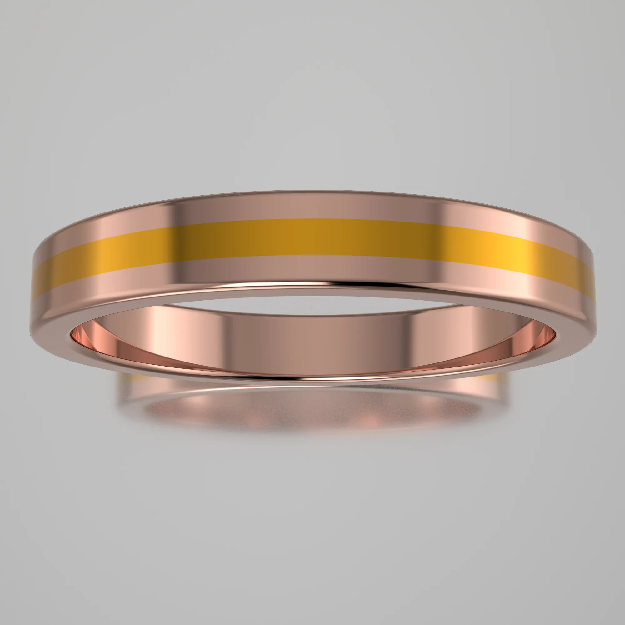 Polished Rose Gold 3mm Stacking Ring Yellow Resin