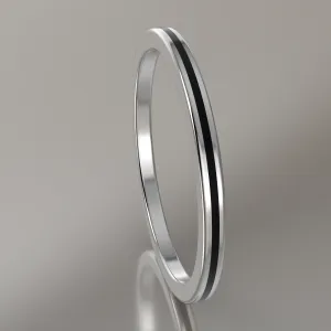 Polished Sterling Silver 1.5mm Stacking Ring Black Resin