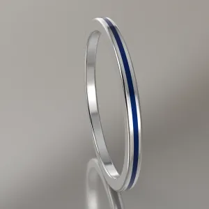 Polished Sterling Silver 1.5mm Stacking Ring Dark Blue Resin
