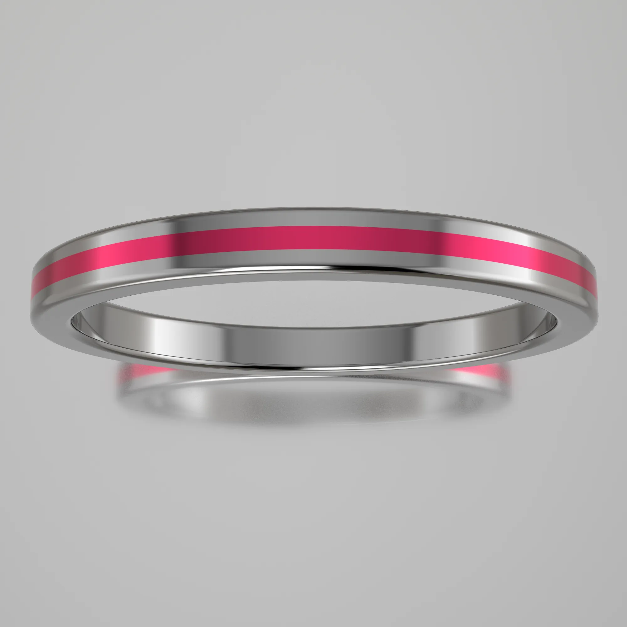 Polished Sterling Silver 2mm Stacking Ring Pink Resin