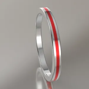 Polished Sterling Silver 2mm Stacking Ring Red Resin