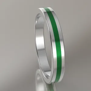 Polished Sterling Silver 3mm Stacking Ring Green Resin