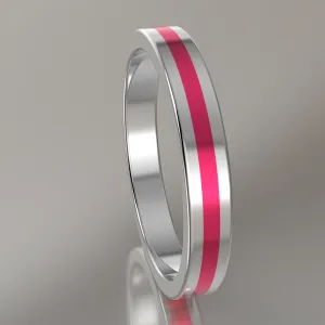 Polished Sterling Silver 3mm Stacking Ring Pink Resin