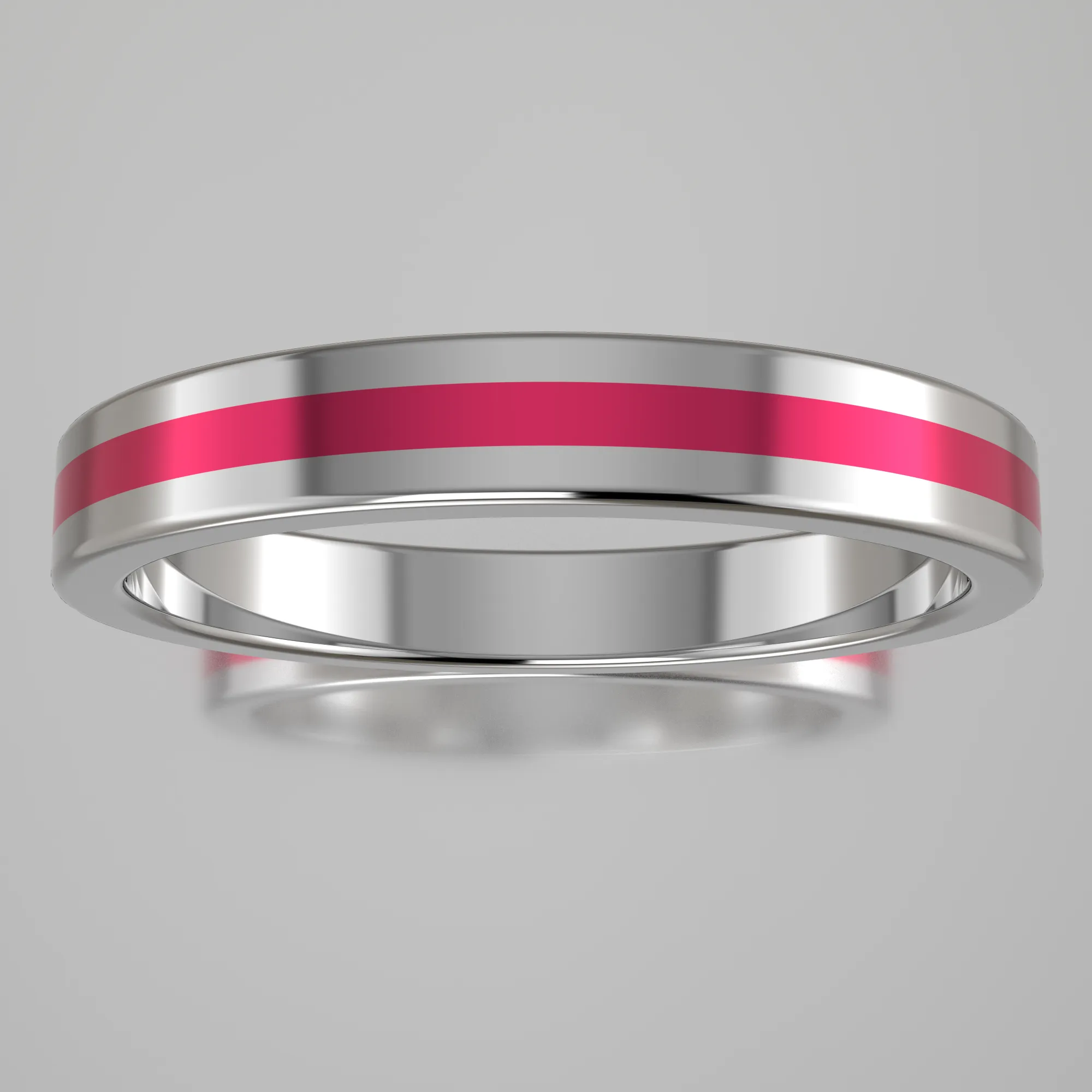Polished Sterling Silver 3mm Stacking Ring Pink Resin