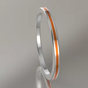 Polished White Gold 1.5mm Stacking Ring Orange Resin