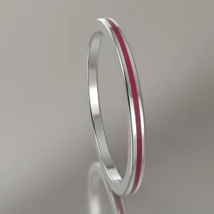 Polished White Gold 1.5mm Stacking Ring Transparent Pink Resin