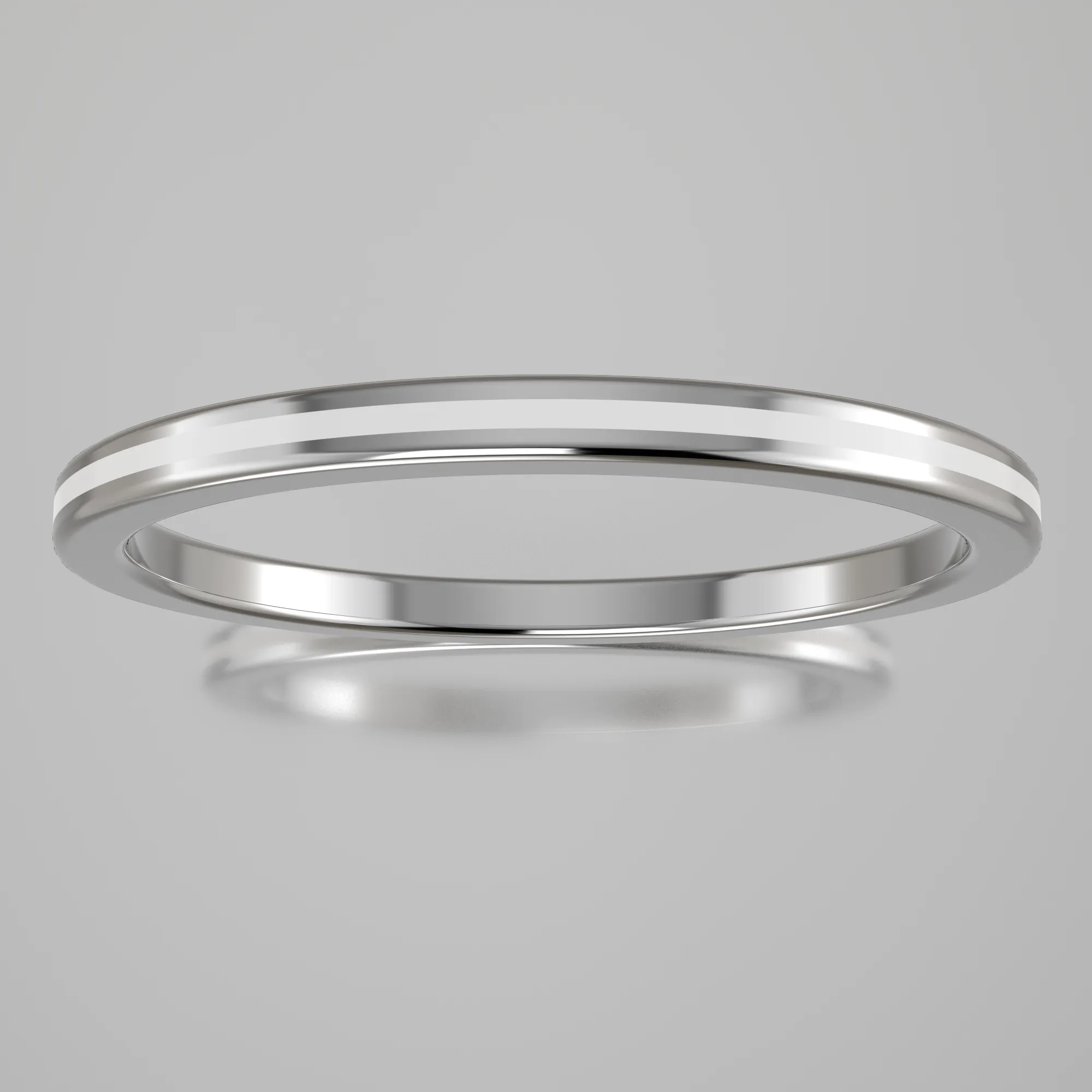 Polished White Gold 1.5mm Stacking Ring White Resin