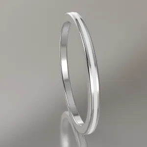 Polished White Gold 1.5mm Stacking Ring White Resin