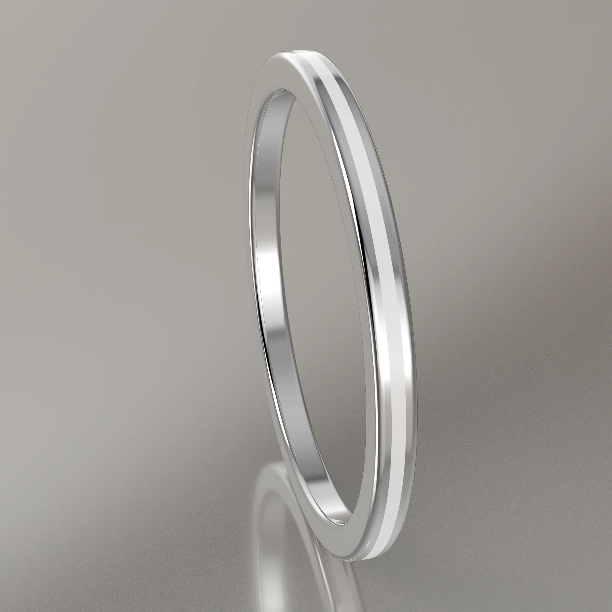 Polished White Gold 1.5mm Stacking Ring White Resin