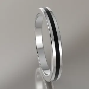 Polished White Gold 2.5mm Stacking Black Resin