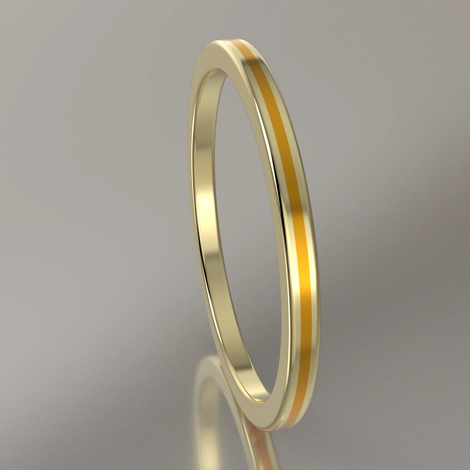 Polished Yellow Gold 1.5mm Stacking Ring Yellow Resin