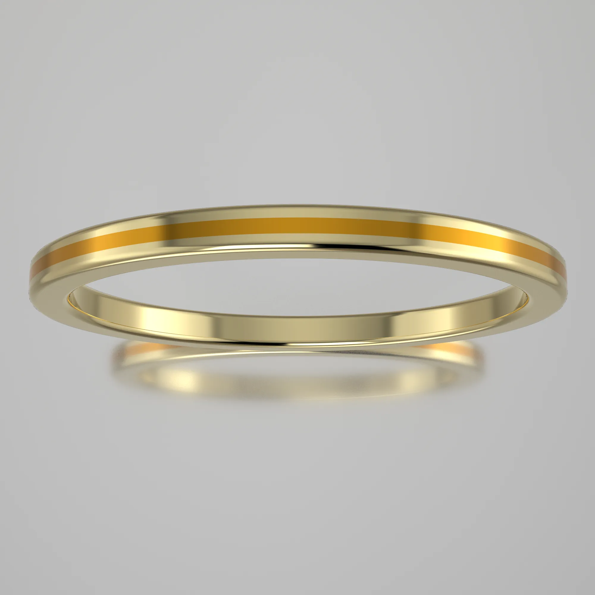 Polished Yellow Gold 1.5mm Stacking Ring Yellow Resin
