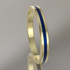 Polished Yellow Gold 2.5mm Stacking Ring Dark Blue Resin