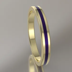 Polished Yellow Gold 2.5mm Stacking Ring Purple Resin