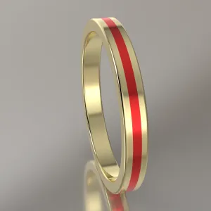 Polished Yellow Gold 2.5mm Stacking Ring Red Resin