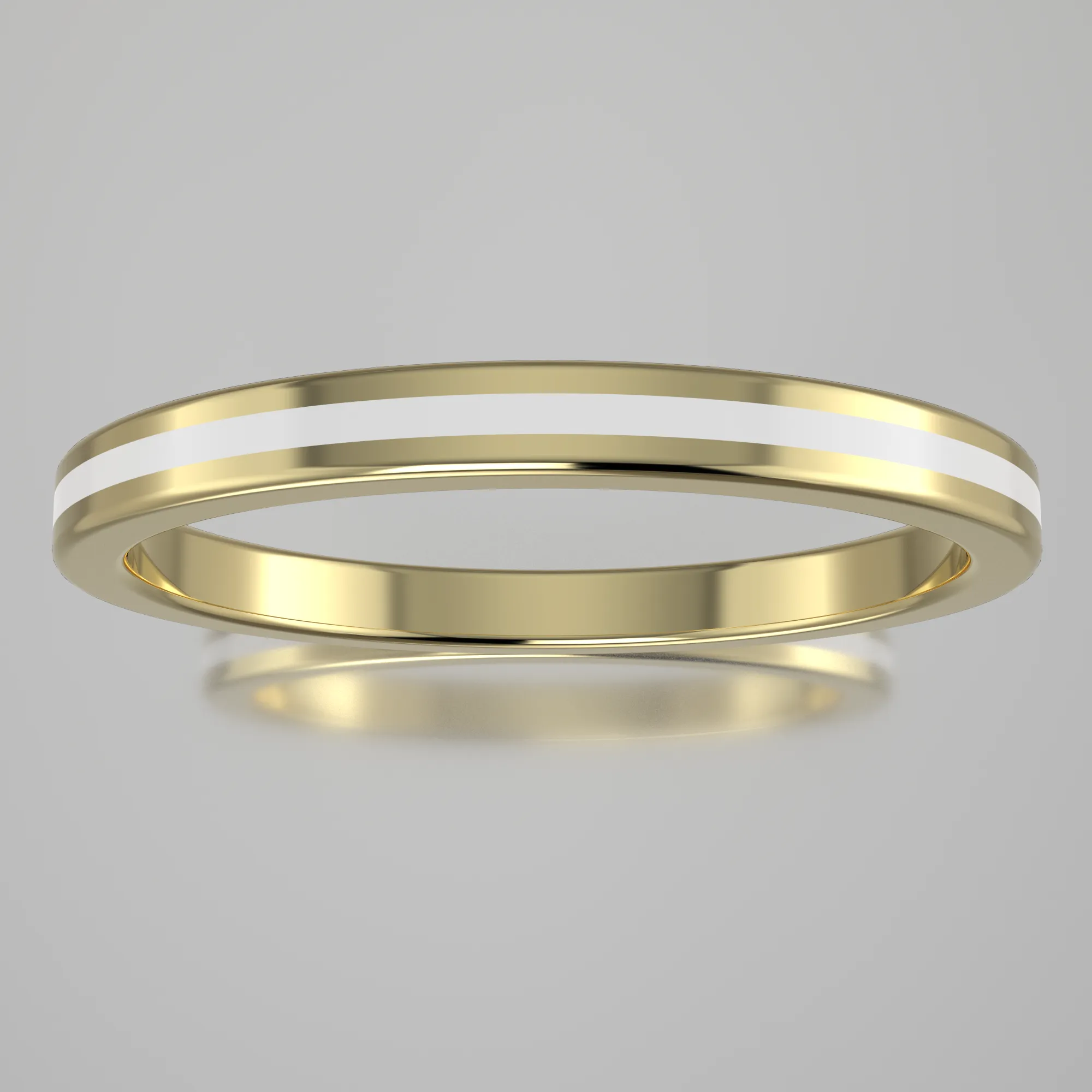 Polished Yellow Gold 2mm Stacking Ring White Resin