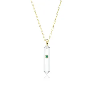 Power Crystal Mini Rock Crystal & Emerald Necklace