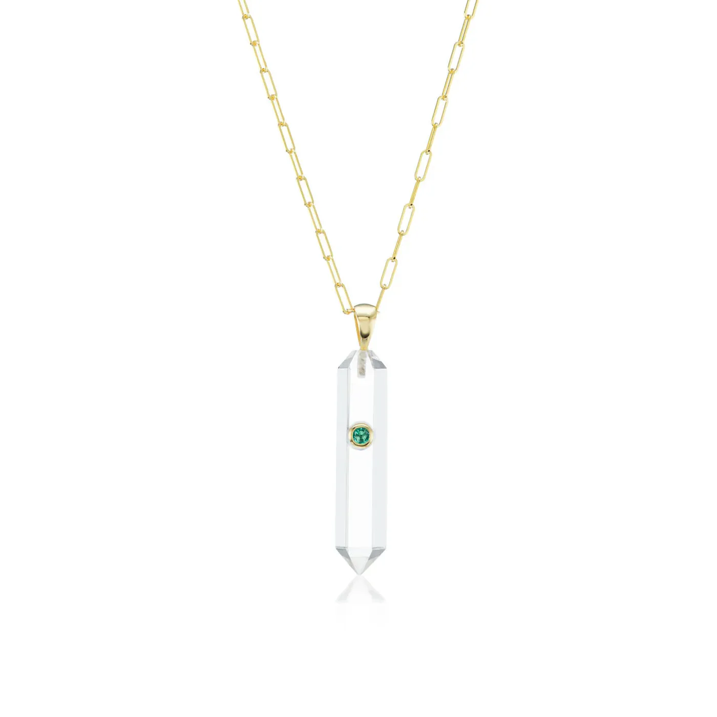 Power Crystal Mini Rock Crystal & Emerald Necklace