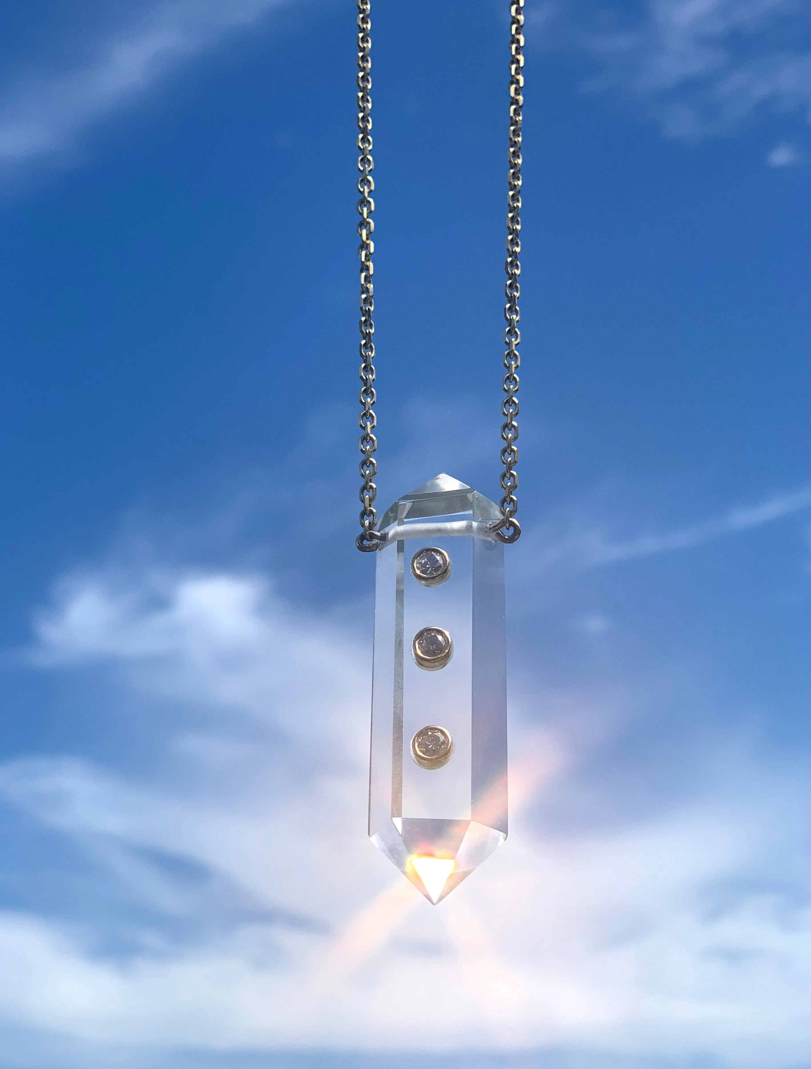 Power Crystal Supreme 3 Point Diamond Necklace