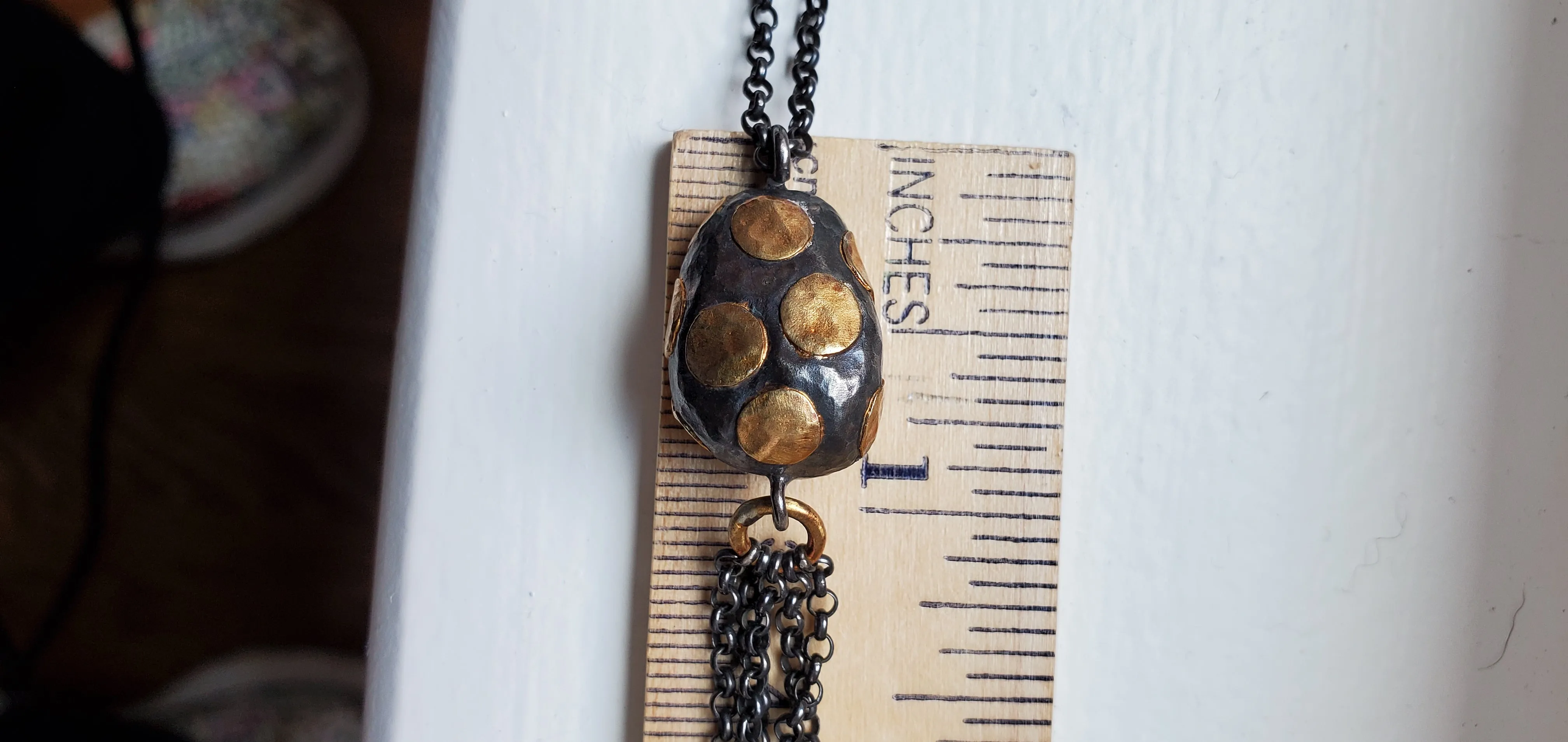 Prehistoric Works 24K/Oxidized Sterling Silver Dinosaur Egg Necklace