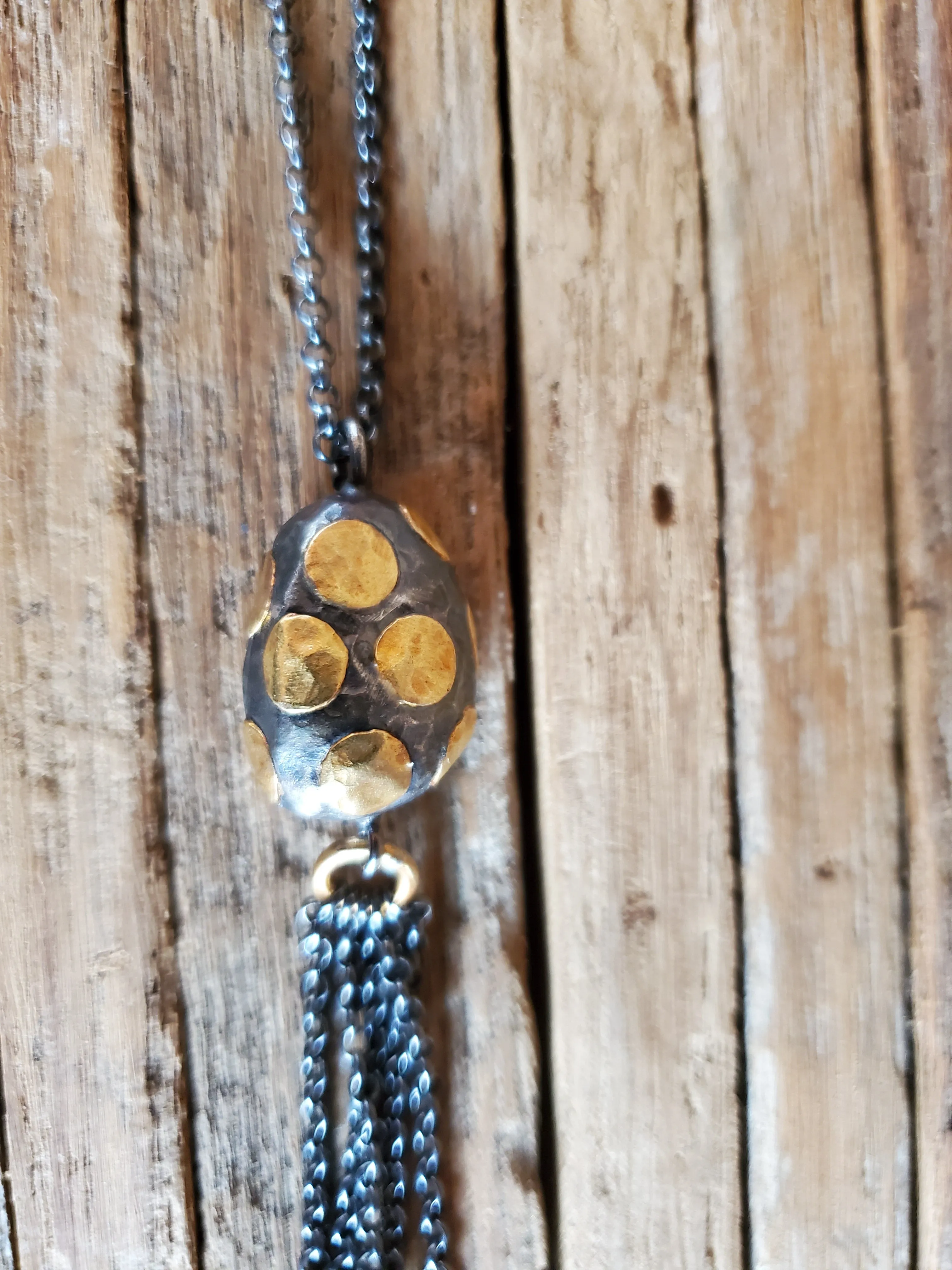 Prehistoric Works 24K/Oxidized Sterling Silver Dinosaur Egg Necklace