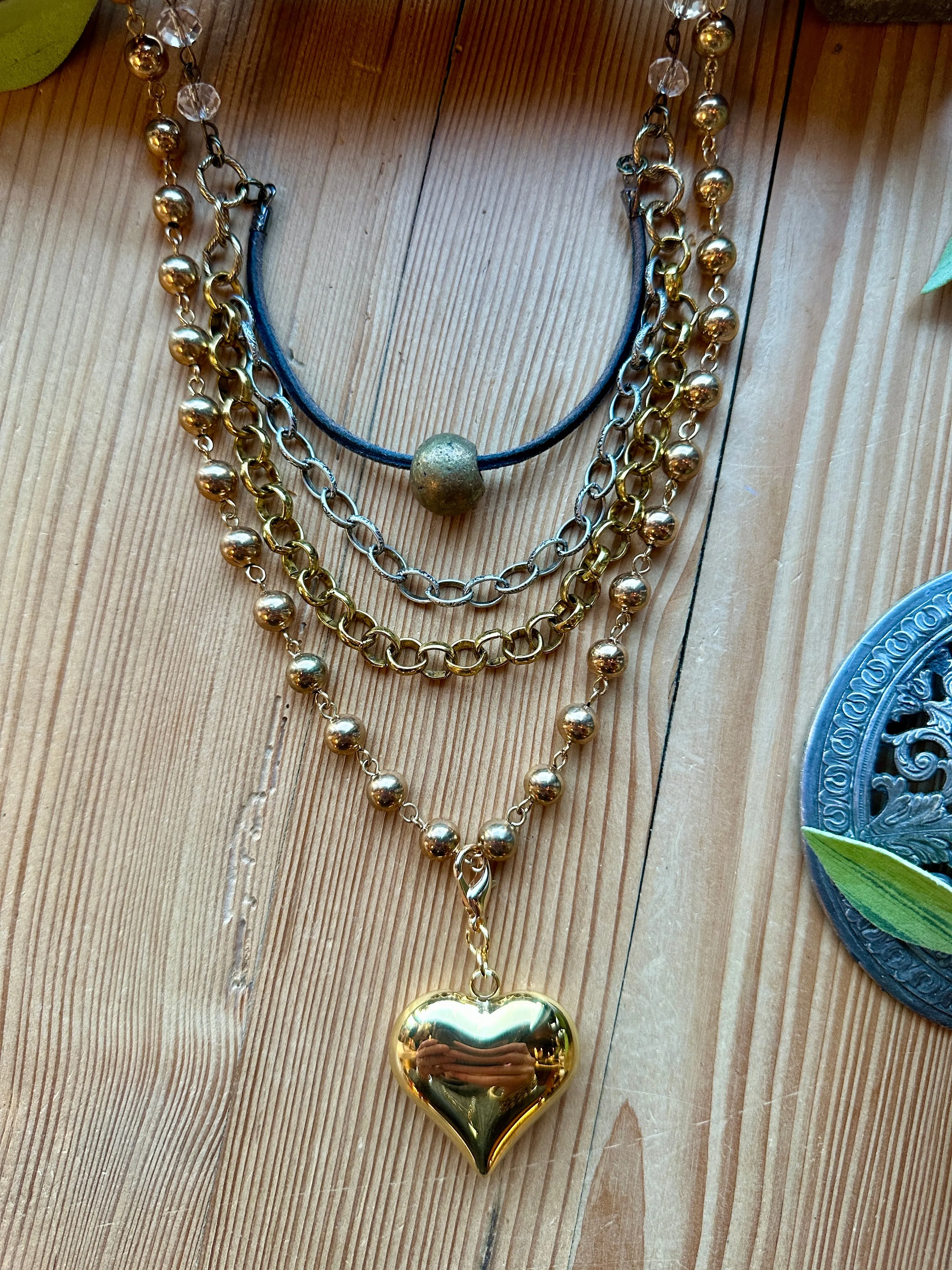 Puffy Gold Heart Pendant