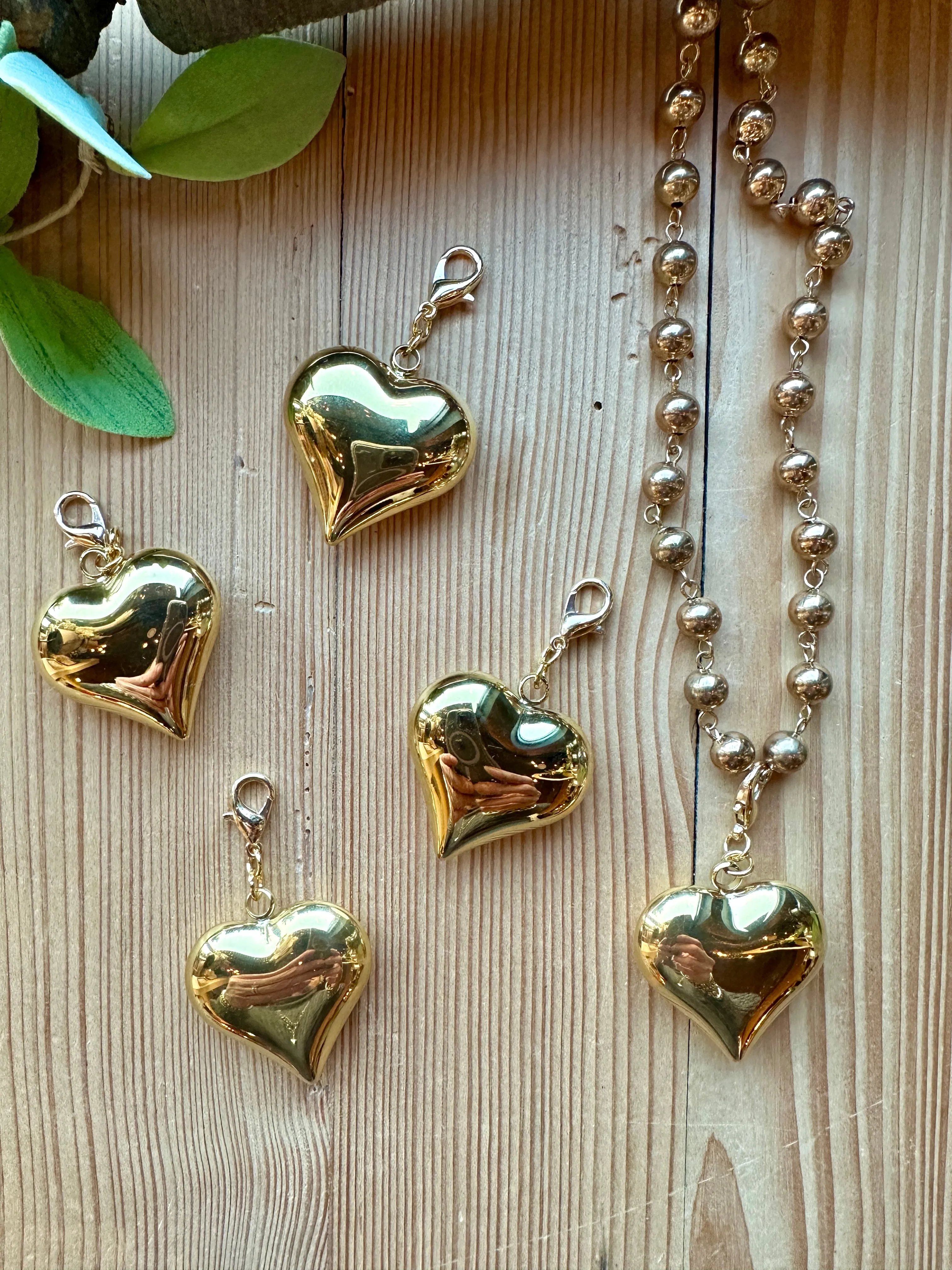 Puffy Gold Heart Pendant