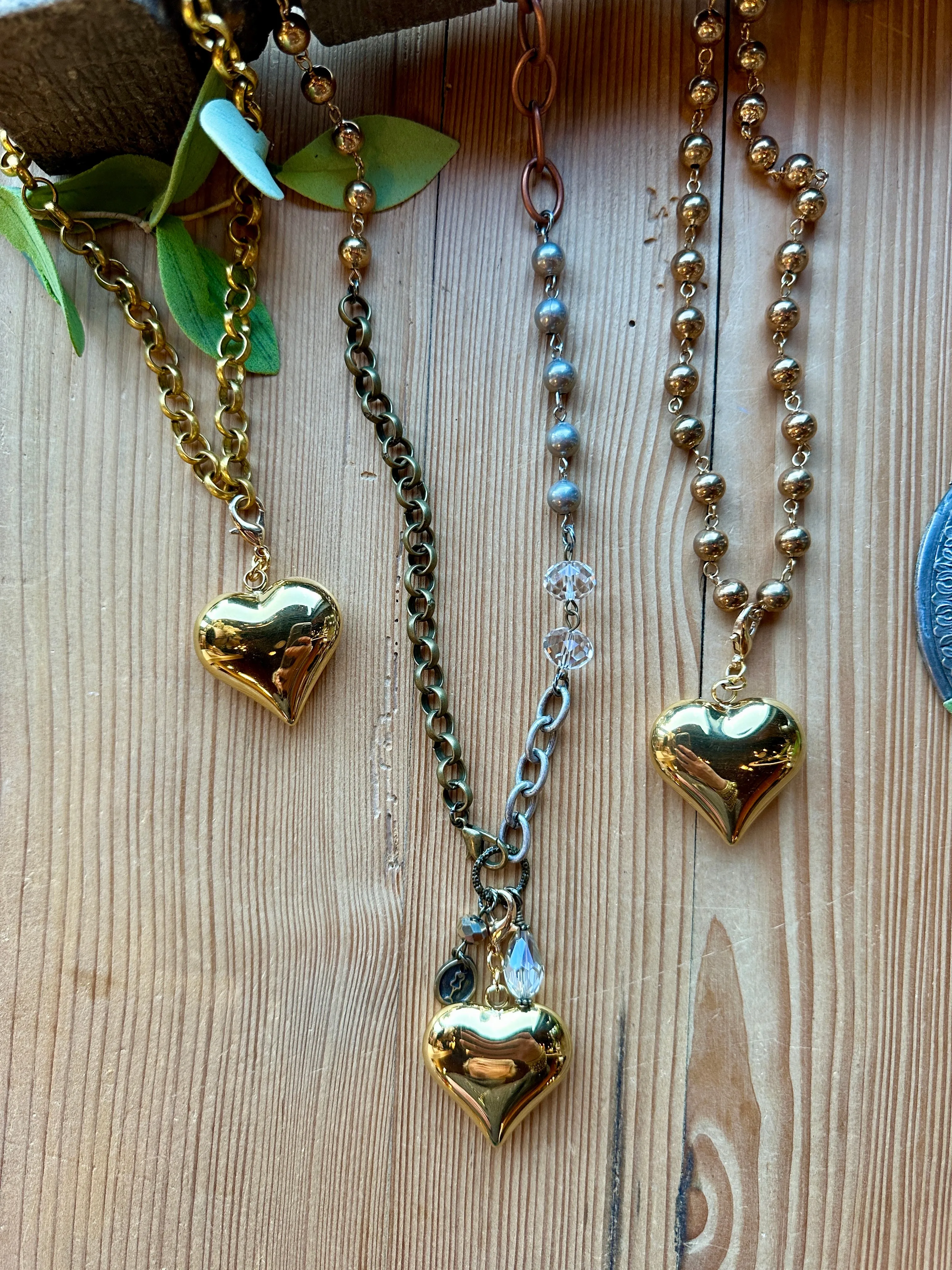 Puffy Gold Heart Pendant
