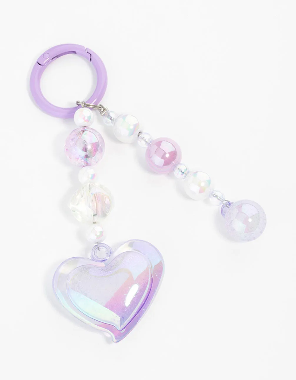 Purple Plastic Large Heart Keychain