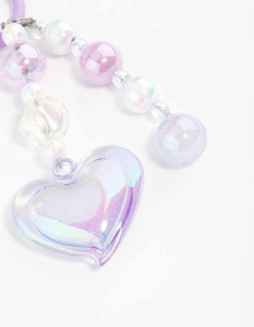 Purple Plastic Large Heart Keychain