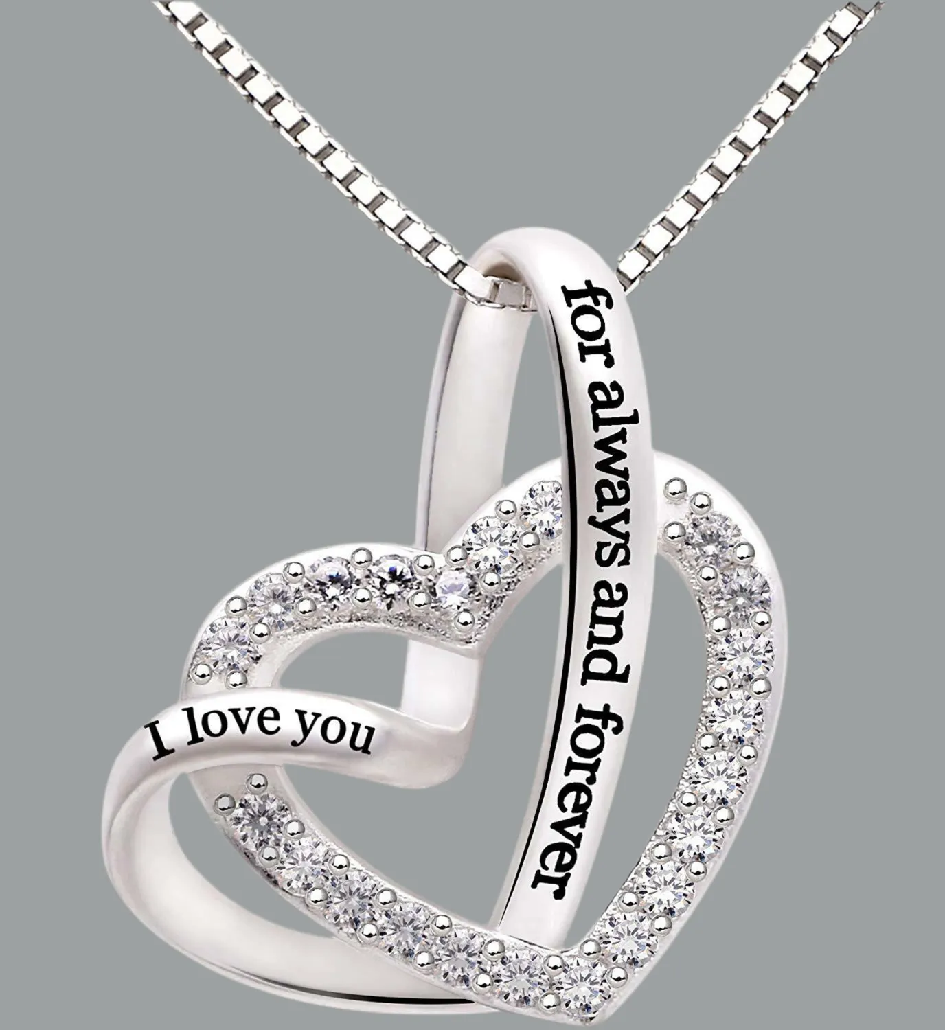 "I Love You for Always & Forever" White Pavé Necklace